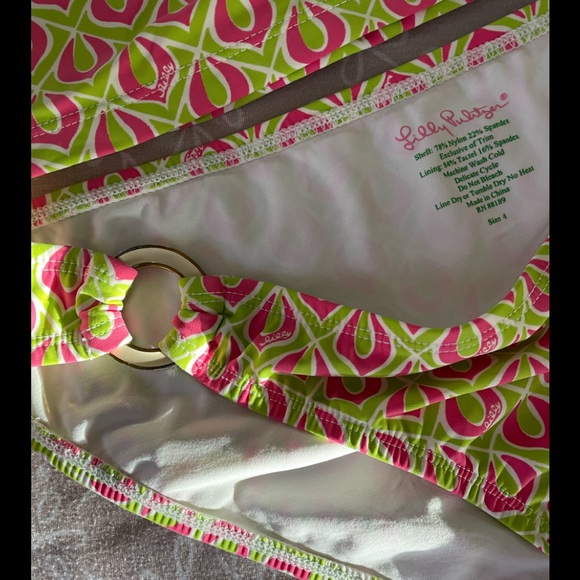 Lilly Pulitzer o ring tankini lime green pink size 4 - Picture 7 of 9